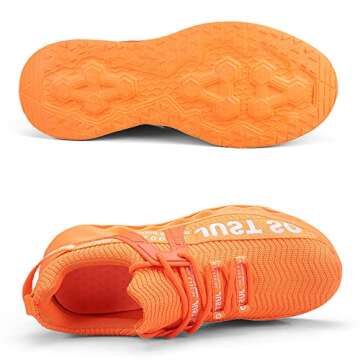 Womens Sneakers Gym Shoes Womens Walking Running Shoes Athletic Blade Tennis Light Breathable Shoes Casual Sports Shoes Non Slip Shoes for Womens Soft Sole Athletic Walking Shoes Orange