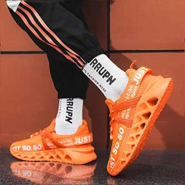 Womens Sneakers Gym Shoes Womens Walking Running Shoes Athletic Blade Tennis Light Breathable Shoes Casual Sports Shoes Non Slip Shoes for Womens Soft Sole Athletic Walking Shoes Orange