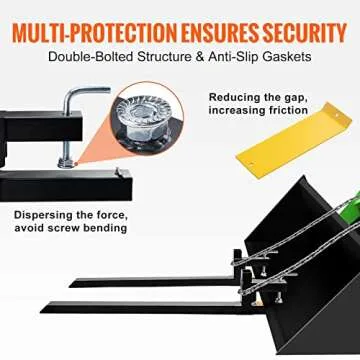 VEVOR Pallet Forks, 2000 lbs Clamp on Pallet Forks, 60" Total Length Heavy Duty Pallet Forks, Tractor Bucket Forks for Tractor Attachments, Skid Steer, Loader Bucket