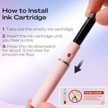 WRITECH Fountain Pen Black Ink: Retractable Fine Nib Pens Set Includes 5 Ink Cartridges Smooth Writi...