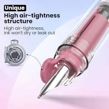 WRITECH Fountain Pen Black Ink: Retractable Fine Nib Pens Set Includes 5 Ink Cartridges Smooth Writing for Calligraphy Journaling Doodling Sketching Gift (Pink)