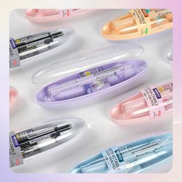 WRITECH Fountain Pen Black Ink: Retractable Fine Nib Pens Set Includes 5 Ink Cartridges Smooth Writing for Calligraphy Journaling Doodling Sketching Gift (Pink)