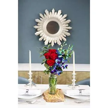 Stunning Summer Bouquet - Red Roses & Blue Orchids