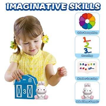 Learning Toys for 1 2 3+ Year Old Toddlers, 20pcs Farm Animals Barn Toys Finger Puppets for Kids,Montessori Counting Matching & Color Sorting Toy Set,Easter Christmas Birthday Gift for Baby Boys Girls