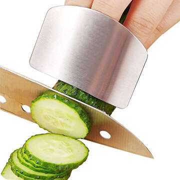 GEMOX Stainless Steel Finger Guard for Slicing - Cutting Protector to Avoid Accidents when Chopping ...