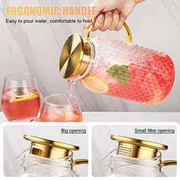 Elegant 65 Oz Glass Pitcher for Hot and Cold Beverages