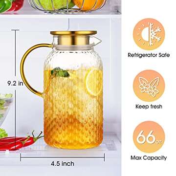 Elegant 65 Oz Glass Pitcher for Hot and Cold Beverages