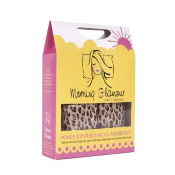 Morning Glamour 2-Pack Standard Satin Pillowcases-Leopard Print Envelope Closure, for Beautiful Hair...