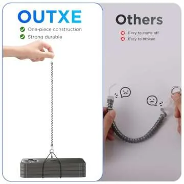 OUTXE Phone Lanyard Tether with 4 Patch- 2× Phone Tether, 4× Phone Patch with Adhesive, Compatible with Smartphone- Silver