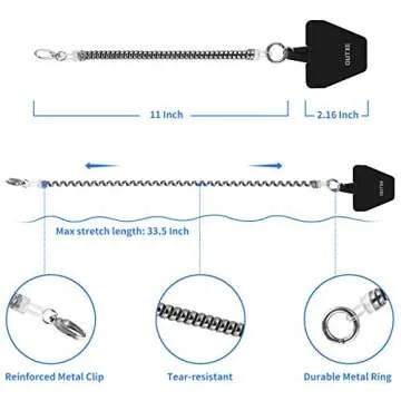 OUTXE Phone Lanyard Tether with 4 Patch- 2× Phone Tether, 4× Phone Patch with Adhesive, Compatible with Smartphone- Silver