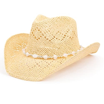 TOVOSO Western Cowgirl Straw Cowboy Hat with Shapeable Brim