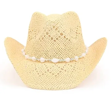 TOVOSO Shapeable Straw Cowboy Hat with Heart Trim