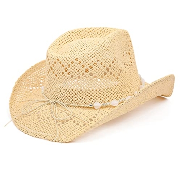 TOVOSO Shapeable Straw Cowboy Hat with Heart Trim