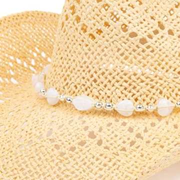 TOVOSO Shapeable Straw Cowboy Hat with Heart Trim