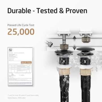 KES All Metal Bathroom Sink Drain with Strainer Basket Hair Catcher Anti Clog Pop Up Drain Stopper for Lavatory Vanity Vessel Sink with Overflow, Rustproof 18/8 Stainless Steel Matte Black S2013A-BK