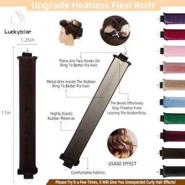 Luckybear Jumbo Heatless Curlers - 3pcs Of Satin Flexi Rods