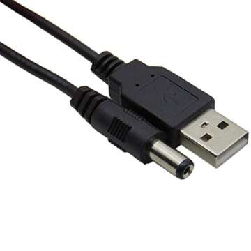 HiLetgo USB 2.0 to DC 5.5x2.1mm Power Cable 5pcs