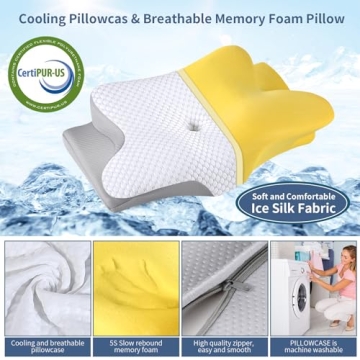 Cervical Neck Pillow for Sleeping - Ergonomic Side Sleeper Pillow for Pain Relief, Contour Cervical ...