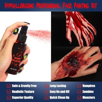 BOBISUKA Halloween Fake Blood Makeup Kit for Realistic Effects
