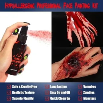 BOBISUKA Halloween Fake Blood Makeup Kit for Realistic Effects