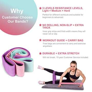 Famiry Resistance Bands for Legs and Butt, Booty Bands, Exercise Bands Set Workout Bands Hip Bands Wide Glute Bands Anti Slip Circle Fitness Band, Pack of 3