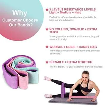 Famiry Resistance Bands for Legs and Butt, Booty Bands, Exercise Bands Set Workout Bands Hip Bands Wide Glute Bands Anti Slip Circle Fitness Band, Pack of 3