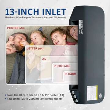 SINCHI 3-10 mil Commercial Laminating Machine, Heavy Duty, Never Jam, 48-Second Warm-up, 40 Inches/Minute, 13-Inch Thermal Laminator Machine with Laminating Sheets for Office and School