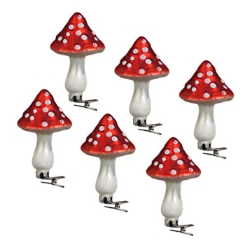 Essenceliving Pack of 6 Mushroom Shaped Personalized Christmas Ornaments Painted Glass Ornaments wit...