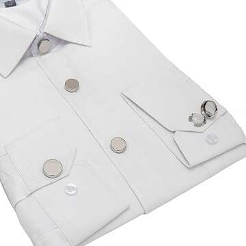 OoSsSoO 8pcs Button covers Mens blank Button cover Used for Formal Business Wedding Tuxedo Shirt cuffs buttons cover or front buttons cover（silver）