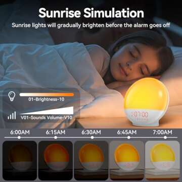 RICIAL Sunrise Alarm Clock with 10,000 Lux Therapy Light & Snooze Function