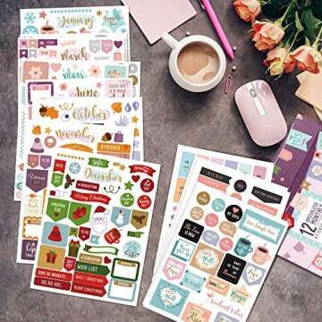 Aesthetic Monthly Planner Stickers - 1100+ Beautiful Design Accessories Enhance and Simplify Your Planner, Journal and Calendar