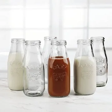 Circleware Milk Bottles Set for Home and Kitchen