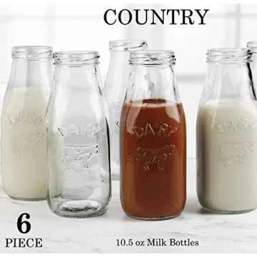 Circleware Milk Bottles Set for Home and Kitchen