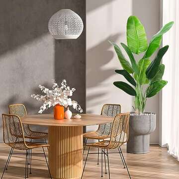 HAIHONG Artificial Bird of Paradise Plant, Fake Tree with Realistic Leaves and Durable pots, Adjustment-Free Branches Artificial Tree for Indoor Outdoor Home Decor (5FT 2Packs)