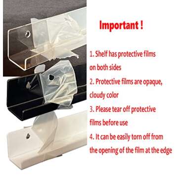 MetFun 3 Pack Vinyl Record Wall Mount Holder-12 Inch Clear Acrylic Shelf for Vinyl Record Display - ...