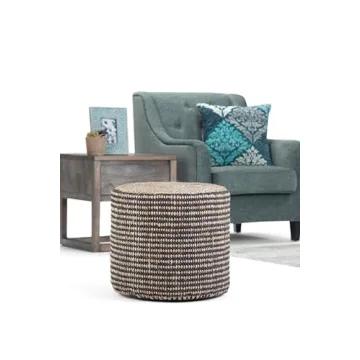 Stylish SIMPLIHOME Larissa Round Pouf for Modern Homes