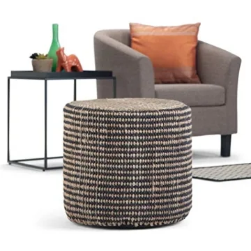 Stylish SIMPLIHOME Larissa Round Pouf for Modern Homes