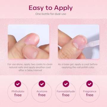 Modelones Nail Strengthener for Thin Nails and Growth, Treatment Repair Damaged Nails, Hardener Extra Strong Nail Care Quick Dry Base Coat Nail Polish, 0.5 oz, 1-Pack