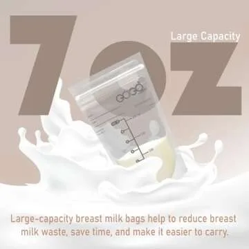 GOGO pure 360 CT (6 Pack of 60 Bags) MEGA Pack Breastmilk Storage Bags - 7 OZ, EACH PRE-STERILIZED By Gamma Ray, BPA Free, Leak Proof Double Zipper Seal, Self Standing, for Refrigeration and Freezing