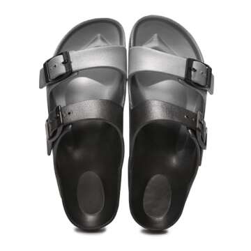 FUNKYMONKEY Women's Adjustable Comfort Slides Sandals