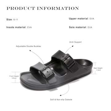 FUNKYMONKEY Women's Adjustable Comfort Slides Sandals