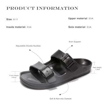 FUNKYMONKEY Women's Adjustable Comfort Slides Sandals