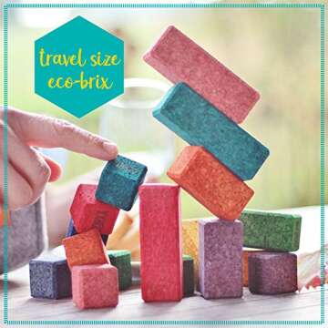 ECR4Kids KORXX Eco-Brix with Storage Container - Cork Building Block Set for Kids (17-Piece Kit), Assorted