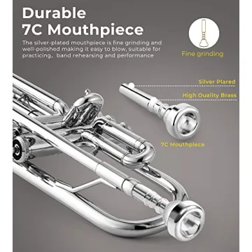 Vangoa Bb Standard Trumpet Brass Silver for Beginners