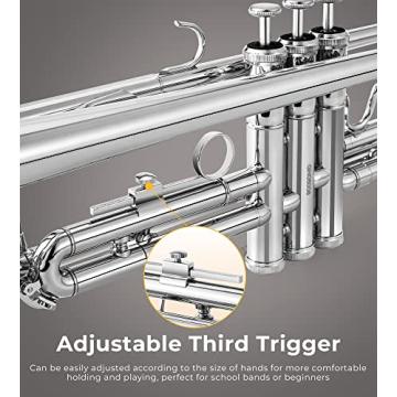 Vangoa Bb Standard Trumpet Brass Silver for Beginners