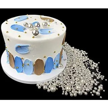 Edible Pearl Sugar Sprinkles Silver Candy 120g/ 4.2oz Mixing Size Baking Cake Decorations Cupcake To...