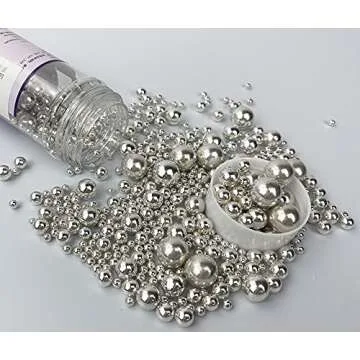 Edible Pearl Sugar Sprinkles Silver Candy 120g/ 4.2oz Mixing Size Baking Cake Decorations Cupcake Toppers Cookie Decorating Ice Cream Toppings Celebrations Shaker Jar Wedding Shower Party Chirstmas