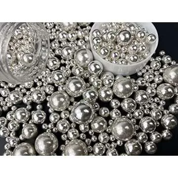 Edible Pearl Sugar Sprinkles Silver Candy 120g/ 4.2oz Mixing Size Baking Cake Decorations Cupcake Toppers Cookie Decorating Ice Cream Toppings Celebrations Shaker Jar Wedding Shower Party Chirstmas