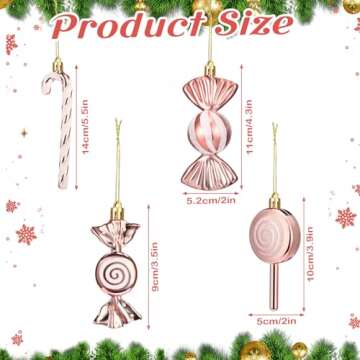 Shappy 60 Pcs Christmas Candy Cane Ornament Lollipop Peppermint Ornaments for Christmas Tree Glitter...