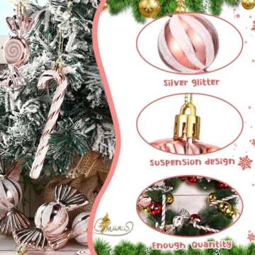 Shappy 60 Pcs Colorful Candy Cane Ornaments for Holidays
